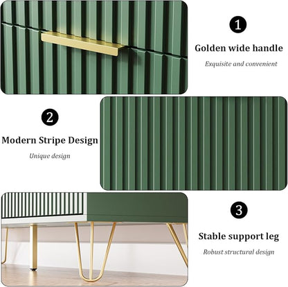 MAISONARIA Green Dresser for Bedroom, Modern Dresser with Gold Metal Handles & Chests of Drawers, Wood Chest of Drawers for Bedroom