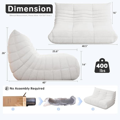 WHGBJA Bean Bag Chairs for Adults with Memory Foam Couch, Loveseat Sofa Chair for Bedroom, Living Room, Reading, Gaming Floor Sofa Couch, Boneless, Comfy