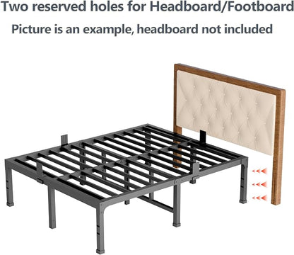 FUIOBYVV Twin XL Bed Frames 14 Inch Heavy Duty Metal Platform Bed Frame Twin Size Support Up to 3500 lbs,No Box Spring Needed,Headboard Hole,Steel Slat Support,Noise Free,Easy Assembly