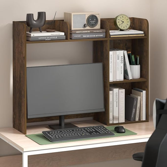 Furinno Classic Desk Shelf, 5-Shelf Desktop Hutch, Book Shelf, 3-Tier Desk Organzier, for Office Supplies, Office Desk Accessories, for Home Office, College, Dorm, White