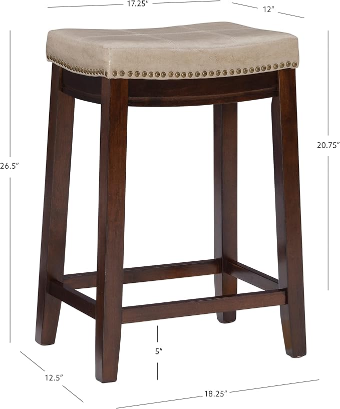 Linon Backless Counter Stool, Brown