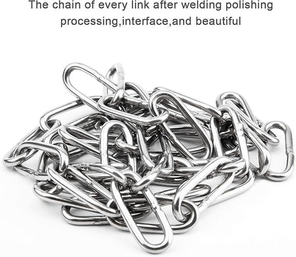 Hanging Swing Chair Chain Kit, 2 Set Stainless Steel Hardware Heavy Duty Porch Swing Hammock Chain Kit Hanging Hooks for Hammock, Rope, Tire, Tree Swings
