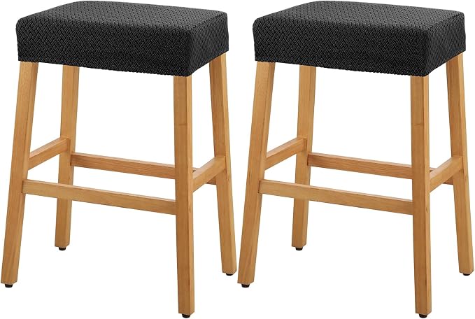 YISUN Stool Covers Rectangle - 2 Pack Stretch Waterproof Saddle Seat Cover Counter Bar Stools Bar Chairs Covers Kitchen Island Chairs Cushion Protector