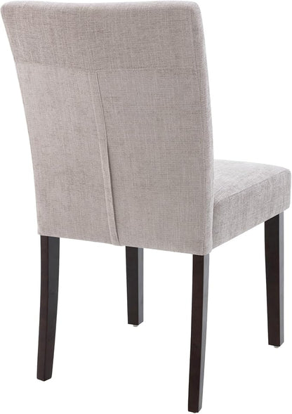 Watson & Whitely Modern Upholstered Dining Chairs, Set of 2, Fabric in Grey | Solid Wood Legs, Padded Seat, Low Back, Modern Armless Parsons Chair for Kitchen, Dining Room, Restaurant