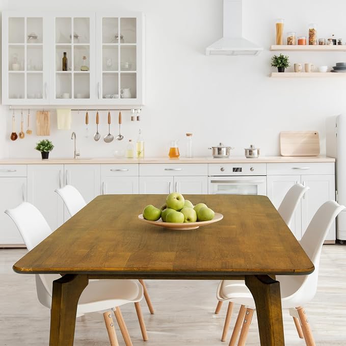 Acacia Verve 48" Solid Wood Dining Table for 4, Rectangular Acacia Wood Kitchen Table, Modern Farmhouse Style, Rustic Natural Finish, Dining Room Furniture, Seats 4 Comfortably, Caramel
