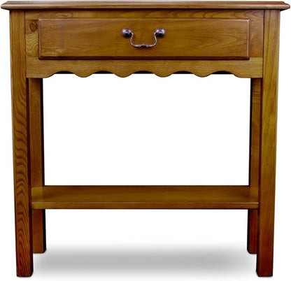 Leick Home Wave Console Table, Solid Wood, with Drawer, for Entryways, Hallways, and Living Rooms, Medium Oak, 9021-MED