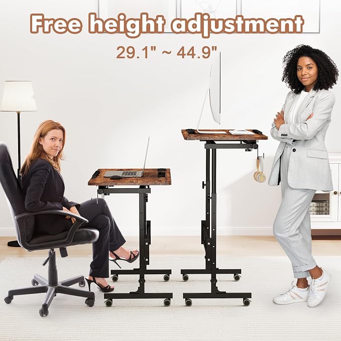 SIDUCAL Standing Desk Height Adjustable with Tiltable Tabletop, Rustic Brown