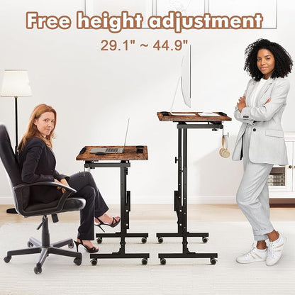 SIDUCAL Standing Desk Height Adjustable with Tiltable Tabletop, Rustic Brown