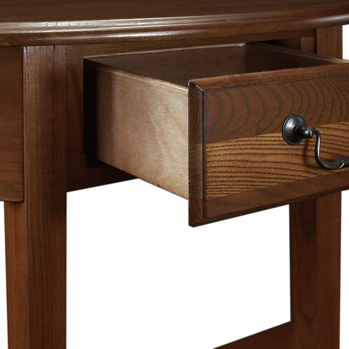Leick Home Salem Console Table, Solid Wood, with Drawer and Shelf, for Entryways, Hallways, and Living Rooms, Medium Oak, 9036-MED
