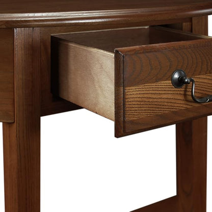 Leick Home Salem Console Table, Solid Wood, with Drawer and Shelf, for Entryways, Hallways, and Living Rooms, Medium Oak, 9036-MED