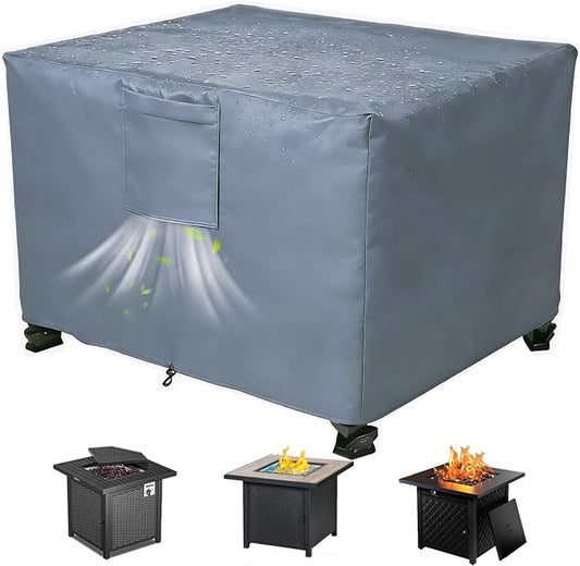 Chinchilla Heavy Duty 36 Inch Square Fire Pit Cover - 100% Waterproof & Weatherproof 600D Oxford Fabric, Durable All-Season Protection for 32/33/34/35/36 Inch Propane Fire Pits and Tables