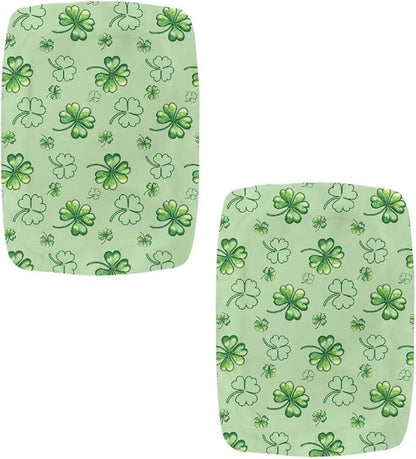 Footstool Cover Rectangle Lucky Green Leaf Vanity Stool Cover Rectangle 2 Pack Valentines Decorations Chair Covers for Dining Counter Height Bar and Holiday Party Decor