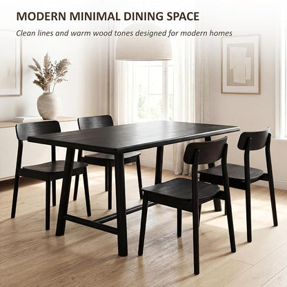 Ya-Home Black Dining Table, 69" Wood Kitchen Table with Solid Wood Legs, Seats 4-6, Modern Farmhouse Dinner Table for Dining Room Home Office, 69" L x 31.5" W x 30" H