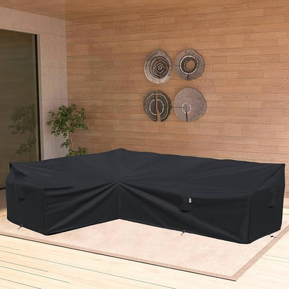 Heavy Duty Outdoor Sectional Sofa Cover, 83"X115" L Shaped Waterproof 600D Patio Sectional Couch Cover, Lawn Patio Furniture Cover (Midnight Black, L-Shaped-Left Facing-83 x115)