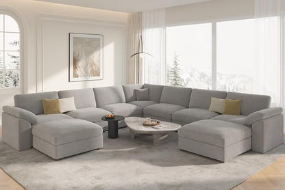 EASE MOOSE Oversized Sectional Sofa with Ottoman, Modern Luxury Wide Deep Modular Couch, U Shaped Couch for Big Spaces Living Room
