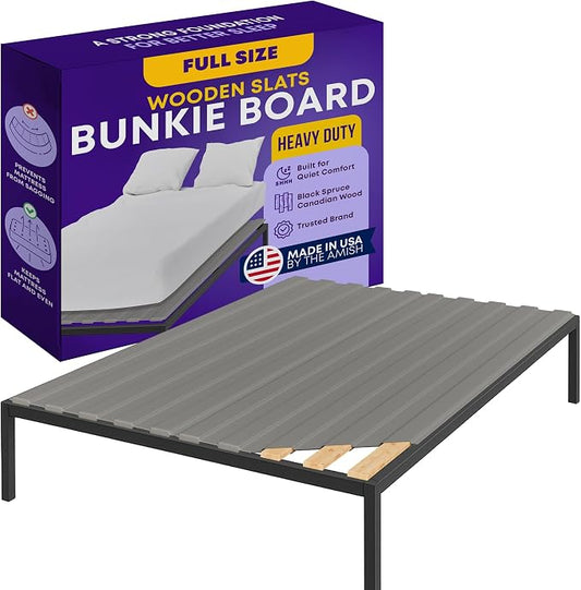 Greaton, Wooden Full Bed Slats for Support Under Mattress with Cover – Replacement Wood Slats for Full Size Bed Frame – Under Mattress Support Without Extra Height – 3.38-Inch Standard Width
