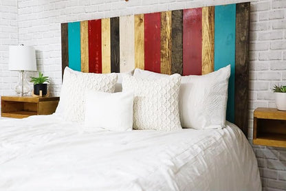 Barn Walls Sugar Mix Signature Design, Multicolored Solid Wood Headboard, Floating Panels, Wall Mount, Adjustable Height, Easy Assembly Full Size