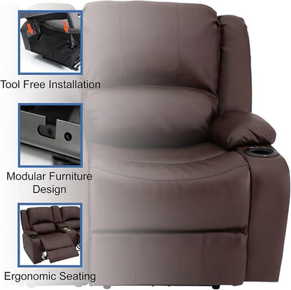 RecPro Charles 67" RV Wall Hugger Reclining Sofa | Mahogany
