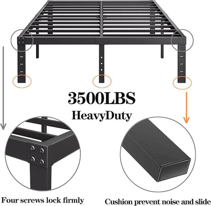 Full Size Bed Frame 16 Inch Tall Heavy Duty Metal Platform Bed Frame, Sturdy Steel Frame,No Box Spring Needed,Noise-Free,Easy Assembly