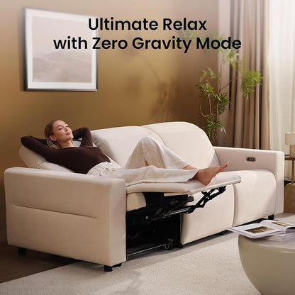 ModernMate Power Recliner Sofa Set with 3-Seater & Loveseat, Oversize Zero Gravity Modular Sectional Couch with Manual Adjustable Headrest, Zero Wall Hugger, USB & Type-C Ports, 27.6" Wide Seat, Beige