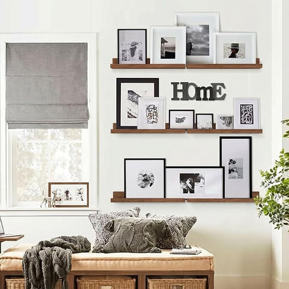Forbena 24 Inch Floating Shelves for Wall Set of 4, 24 Inch Wooden Floating Shelves with Lip (Walnut)