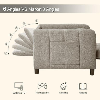 ZZW Sleeper Chair, 84" Extra Long Convertible Chair Bed, Upgraded 3-in-1 to 4-in-1 Pull Out Chair & Single Sofa Bed for Adult, Sleeping Chair for Living Room, Small Space (Light Grey)