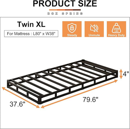 EMODA 4 Inch Twin XL Box Spring Heavy Duty Metal Mattress Foundation Bed Base with Fabric Cover, Easy Assembly