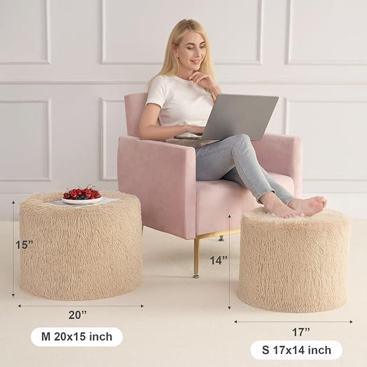 Hansleep Whole Foam Pouf Ottoman, Durable Sturdy Stool with Washable Cover Brown