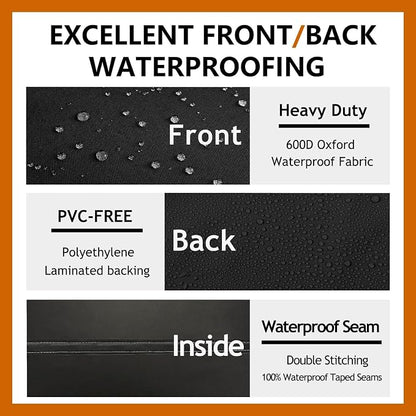 Heavy Duty Outdoor Sectional Sofa Cover, Waterproof 600D Patio Sectional Couch Covers, Lawn Patio Furniture Cover (Midnight Black, 130"x100"(L-Shaped-Right Facing))