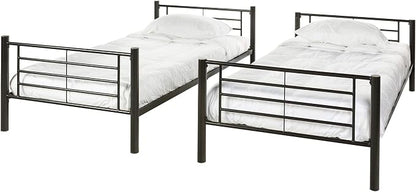 Walker Edison Elodie Urban Industrial Twin Over Twin Metal Bunk Bed, Twin Over Twin, Black