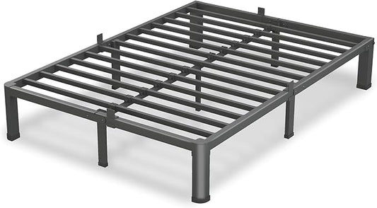 VIPSHOW 10 Inch Full Size Bed Frame, 3500Lbs Heavy Duty Metal Platform with Round Corner Legs Mattress Slide Stopper, Steel Slat Support No Box Spring Needed, Noise Free, Non-Slip, Easy Assembly