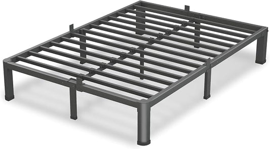 VIPSHOW 10 Inch Queen Bed Frame, 3500Lbs Heavy Duty Metal Platform with Round Corner Legs Mattress Slide Stopper, Steel Slat Support No Box Spring Needed, Noise Free, Non-Slip, Easy Assembly