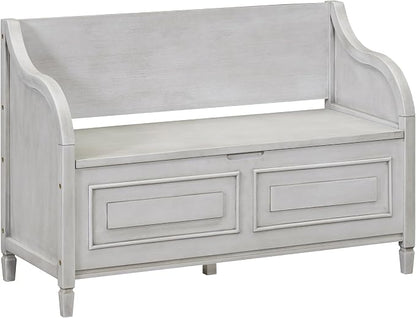 Knocbel Rustic Entry Storage Bench with Hidden Compartments and Removable Cushion, Wooden Entryway Hallway Foyer Shoe Bench Bedroom End of Bed Bench, 250lbs Weight Capacity (Gray Wash)