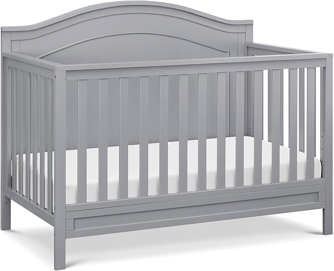 Davinci Charlie 4-in-1 Convertible Baby Crib - GREENGUARD Gold Certified Convertible Crib to Toddler Bed, Daybed, Full-Size Wooden Bed and Durable - 4 Adjustable Mattress Heights - Grey