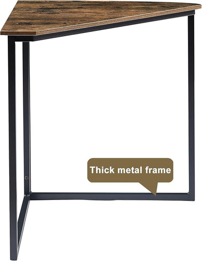 VECELO Corner Desk,Office Tables for Living Room for Small Space Triangle Computer Desk with Steel Frame Corner Shelves with Metal Frame Writing Desk for Workstation Classic Rustic Brown 33.1"
