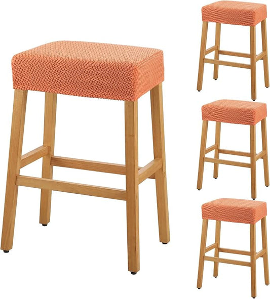 YISUN Stool Covers Rectangle - 4 Pack Stretch Waterproof Saddle Seat Cover Counter Bar Stools Bar Chairs Covers Kitchen Island Chairs Cushion Protector