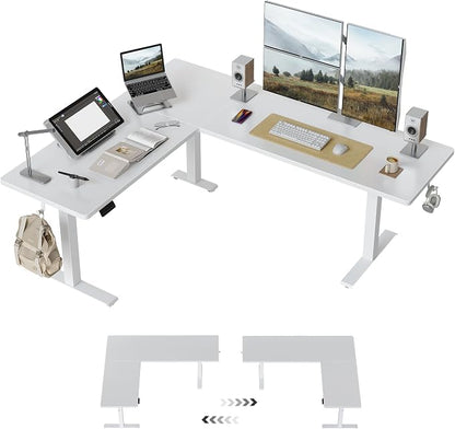 Cubiker 75 * 63" L Shaped Standing Desk, Reversible Corner Standing Desk, Suitable for Home Office, White