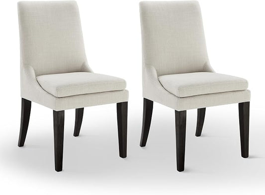KISLOT Upholstered Dining Chairs Modern Sidechair Performance Fabric High Back Armlesschair for Diningroom Kitchen,Cream,Set of 2(1 Box)