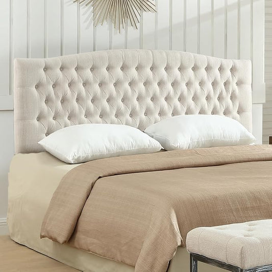 24KF Upholstered Tufted Button Linen Wall Mounted Headboard,Comfortable Fashional Headboard King/CA King Size, 6055-K-Ivory