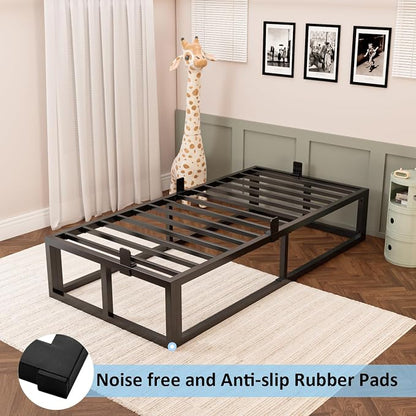 Bilily 14 Inch Twin Bed Frame with Sturdy Steel Slat Support,Heavy Duty Metal Platform Twin Size Mattress Foundation,No Box Spring Needed,Easy Assembly,Noise Free,Black