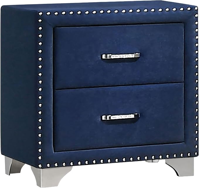 Coaster Home Furnishings Melody Modern Classic 5-Piece Bedroom Set Velvet Upholstered California King Size Wingback Bed Frame 66-inch Headboard Pacific Blue 223371KW-S5