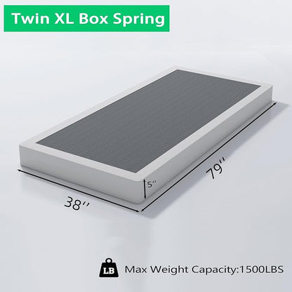ALDRICH 5 Inch Heavy Duty Metal Box Spring Mattress Foundation 1500lbs Max Weight Capacity/Non-Slip/No Noise/Easy Assembly/Easy Clean Cover,Twin XL