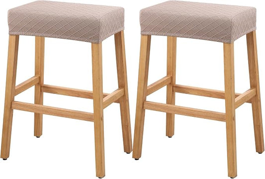 YISUN Stool Covers Rectangle - 2 Pack Stretch Waterproof Saddle Seat Cover Counter Bar Stools Bar Chairs Covers Kitchen Island Chairs Cushion Protector
