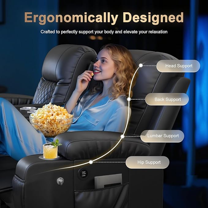 Loveseat Recliner Sofa with Flip Backrest Design, 3 Seat Reclining Couch with Drawer, Pocket, USB Ports & Phone Holders, Wall Hugger RV Sofa Recliner Couch for Home Theater Seating