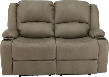 RecPro Charles 58" Powered Double RV Wall Hugger Recliner Sofa RV Loveseat with Upgraded 2023 Fabric (Putty)