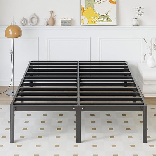 Yicensen 14 Inch Full XL Bed Frame No Box Spring Needed Heavy Duty Metal Full XL Platform Bed Frame with Rounded Corner Legs, Easy Assembly, Noise Free, Black