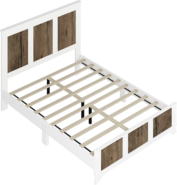 4 Pieces Bedroom Furniture Sets Farmhouse Queen Size Bed Frame with Storage Dresser & Nightstand, Wood Platform Bed Frames with Metal Handle for Living Room, Home, Guest Room, Apartment
