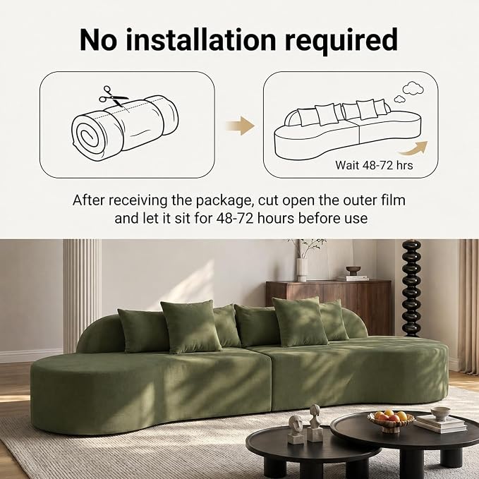 Oversized Modern Curved Cloud Couch Sectional, Boneless Compression Sofa, Modular Sectional Couches, High Density Foam Deep seat Couch with Pillows, Corduroy Sofa for Living Room Office