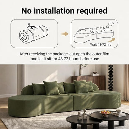 Oversized Modern Curved Cloud Couch Sectional, Boneless Compression Sofa, Modular Sectional Couches, High Density Foam Deep seat Couch with Pillows, Corduroy Sofa for Living Room Office