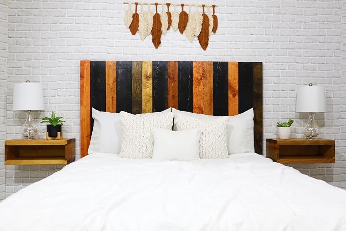 Barn Walls Cabin Mix Signature Design, Multicolored Solid Wood Headboard, Floating Panels, Wall Mount, Adjustable Height, California King Size